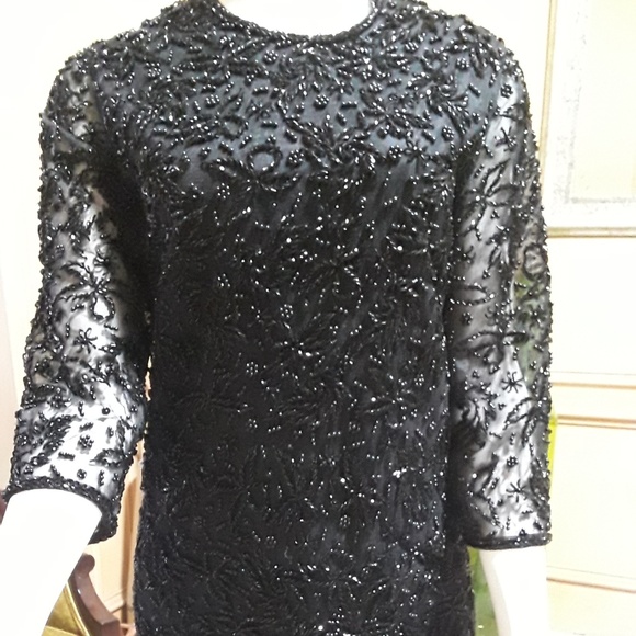 Gorgeous Elsie Tu Black Beaded Dress/Wedding XS - Picture 2 of 6